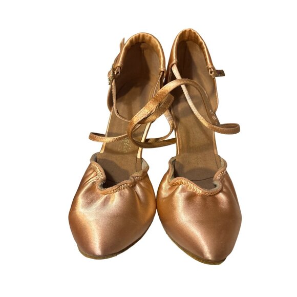 International Dance Shoes Satin Ballroom Dance Heels Strappy Adjustable Buckle S - Picture 3 of 8